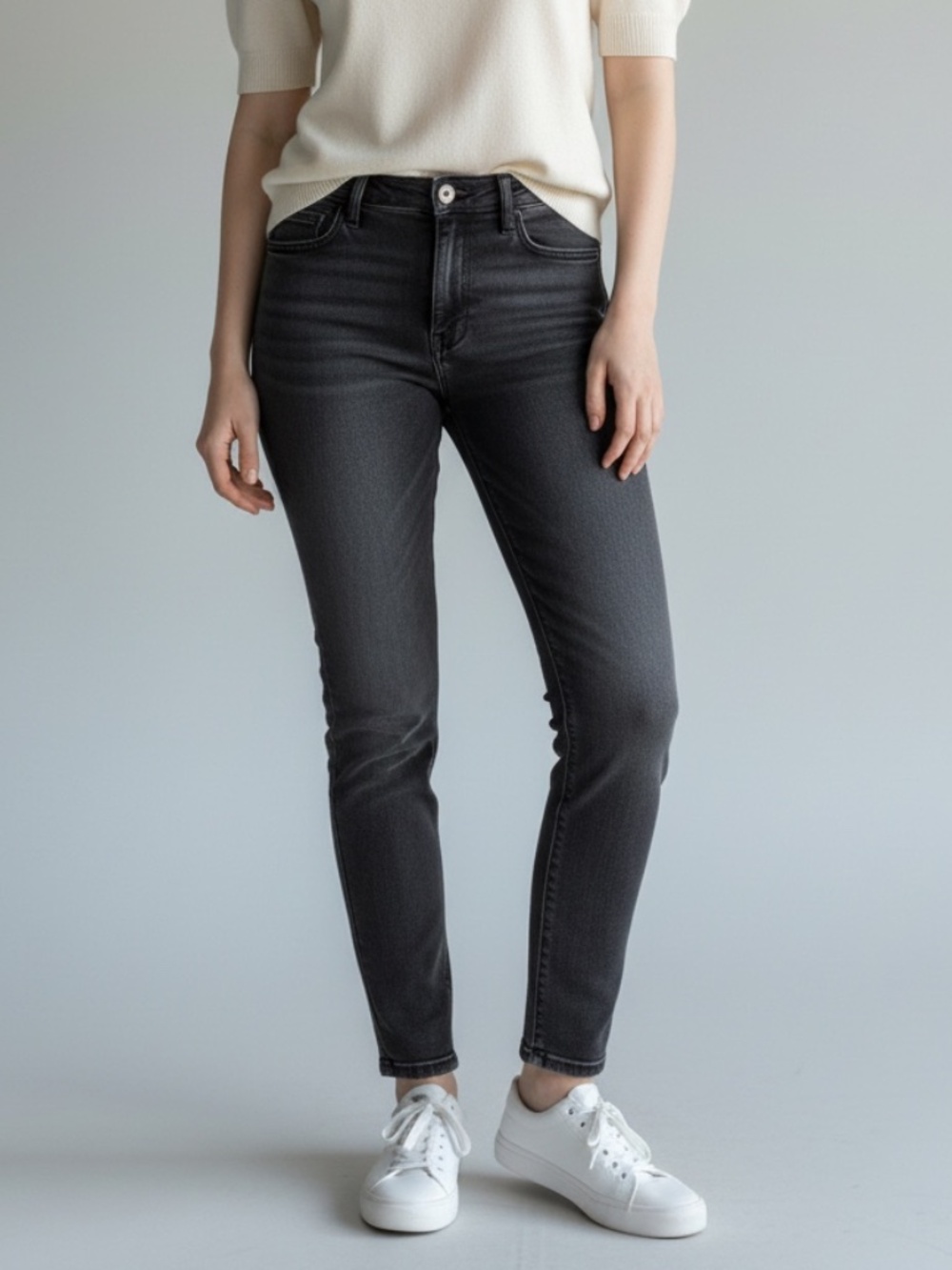 LOFT Ann Taylor Gray Skinny Jeans Mid Rise Denim Size 8